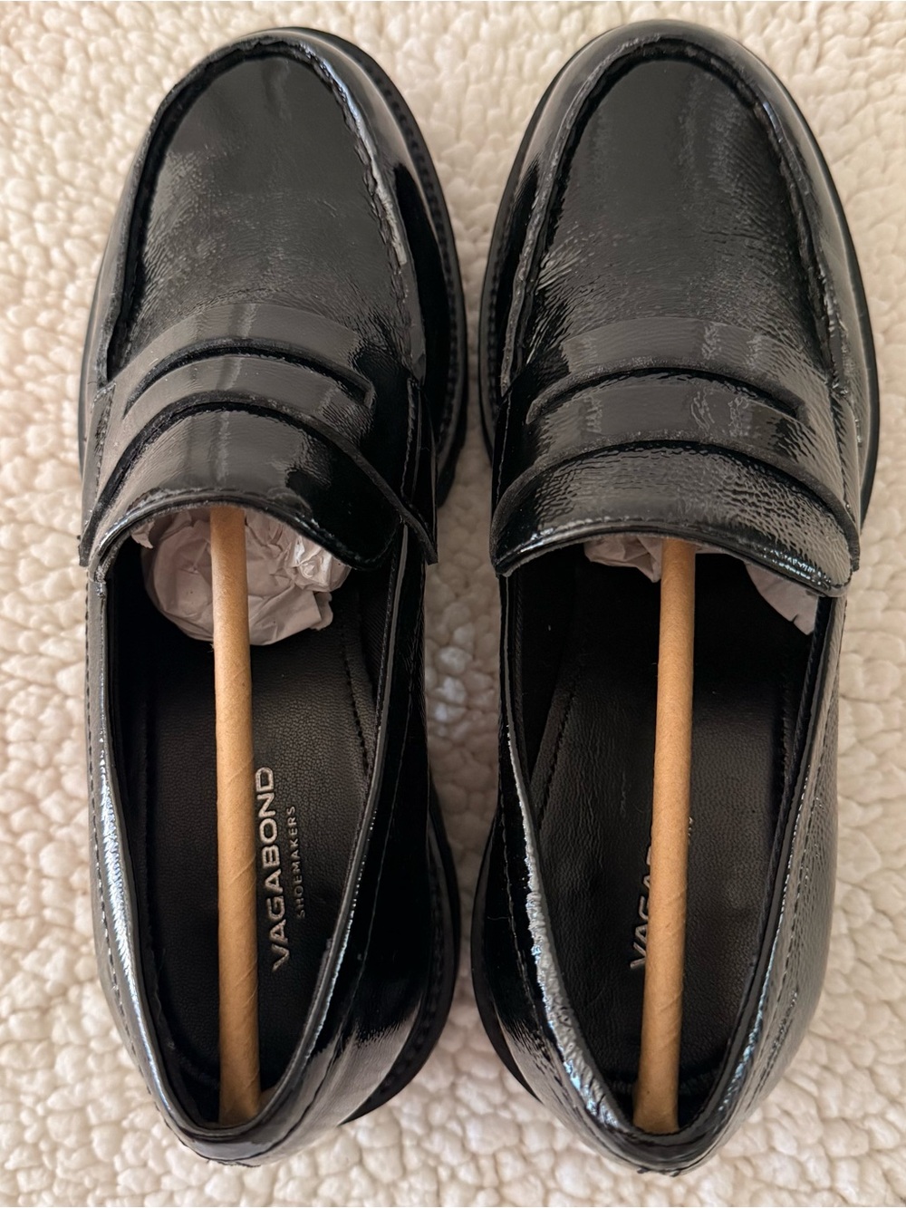 Vagabond Black Patent Leather Penny Loafers